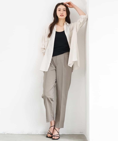 MICHEL KLEIN（ミッシェル・クラン）の「[リラックスボトム]テーパードパンツ（スラックス・レディース・ブラウン/ブラック・38）」の9枚目の写真
