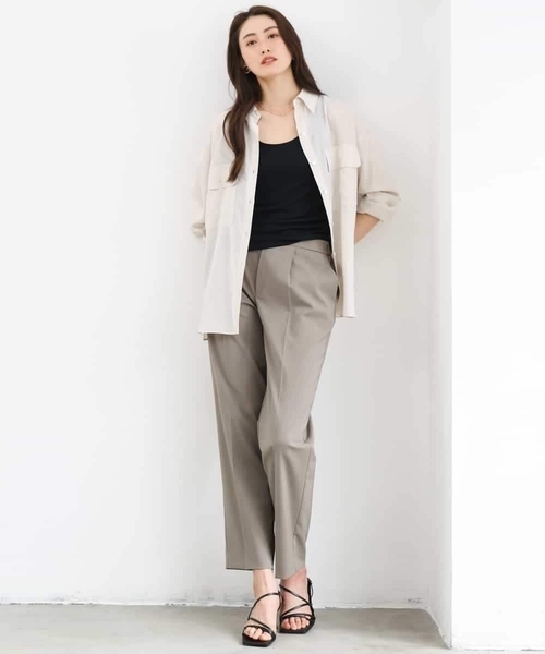 MICHEL KLEIN（ミッシェル・クラン）の「[リラックスボトム]テーパードパンツ（スラックス・レディース・ブラウン/ブラック・38）」の10枚目の写真