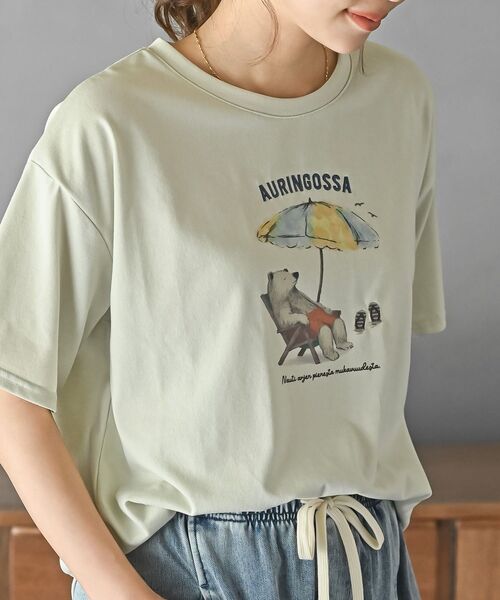 rps(アールピーエス)の「FeelCoolバカンスTシャツ(Tシャツ/カットソー・レディース・グレイッシュブルー/ミント/オフホワイト・フリー)」の10枚目の写真