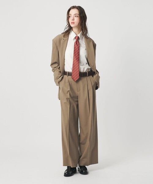 ER(イーアール)の「<ER>タックワイド パンツ(スラックス・レディース・ブラック/モカ・S/M)」の7枚目の写真