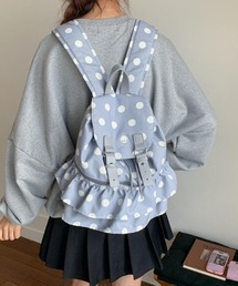 GEMEDA（ジェメダ）の「【2026SS新作】フリルミニリュック / ドット柄・レオパード柄 / ガーリー / 韓国ファッション / 通学バッグ（バックパック/リュック）」