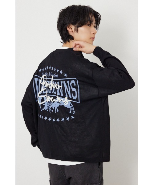 RODEO CROWNS WIDE BOWL(ロデオクラウンズワイドボウル)の「ロープロゴニットトッパー(カーディガン/ボレロ・メンズ・マスタード/ブラック/グレー×ホワイト/オフホワイト・FREE)」の16枚目の写真