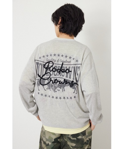 RODEO CROWNS WIDE BOWL(ロデオクラウンズワイドボウル)の「ロープロゴニットトッパー(カーディガン/ボレロ・メンズ・マスタード/ブラック/グレー×ホワイト/オフホワイト・FREE)」の22枚目の写真