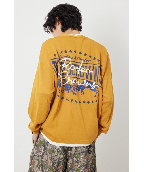 RODEO CROWNS WIDE BOWL(ロデオクラウンズワイドボウル)の「ロープロゴニットトッパー(カーディガン/ボレロ・メンズ・マスタード/ブラック/グレー×ホワイト/オフホワイト・FREE)」の7枚目の写真
