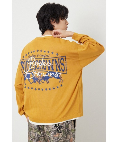 RODEO CROWNS WIDE BOWL(ロデオクラウンズワイドボウル)の「ロープロゴニットトッパー(カーディガン/ボレロ・メンズ・マスタード/ブラック/グレー×ホワイト/オフホワイト・FREE)」の8枚目の写真