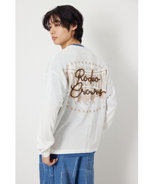 RODEO CROWNS WIDE BOWL(ロデオクラウンズワイドボウル)の「ロープロゴニットトッパー(カーディガン/ボレロ・メンズ・マスタード/ブラック/グレー×ホワイト/オフホワイト・FREE)」の13枚目の写真