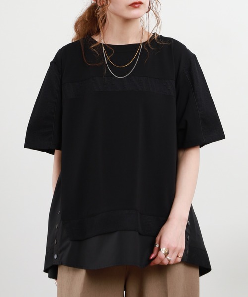 EGLANTINE(エグランティーヌ)の「EGLANTINE 接触冷感 メッシュ切り替え半袖カットソー(Tシャツ/カットソー・レディース・シルバーグレー/オフホワイト/ブラック・38)」の10枚目の写真