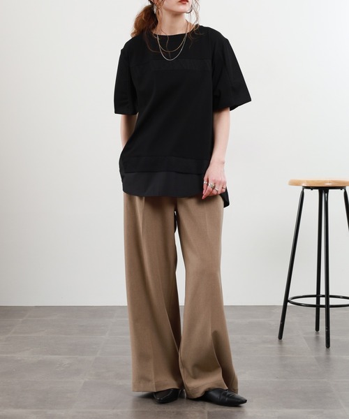 EGLANTINE(エグランティーヌ)の「EGLANTINE 接触冷感 メッシュ切り替え半袖カットソー(Tシャツ/カットソー・レディース・シルバーグレー/オフホワイト/ブラック・38)」の14枚目の写真