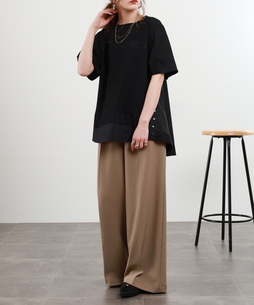 EGLANTINE(エグランティーヌ)の「EGLANTINE 接触冷感 メッシュ切り替え半袖カットソー(Tシャツ/カットソー・レディース・シルバーグレー/オフホワイト/ブラック・38)」の15枚目の写真