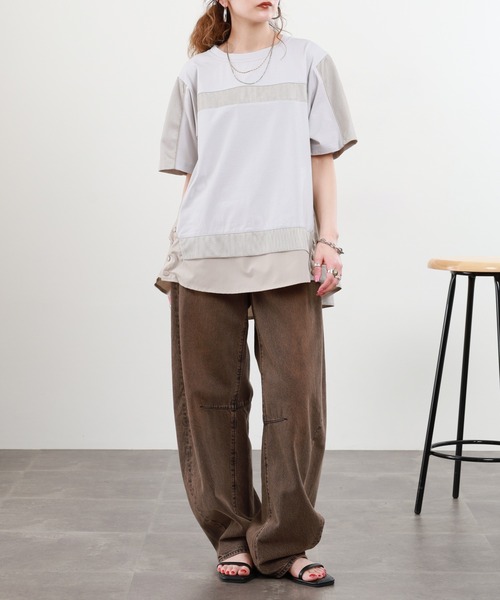EGLANTINE(エグランティーヌ)の「EGLANTINE 接触冷感 メッシュ切り替え半袖カットソー(Tシャツ/カットソー・レディース・シルバーグレー/オフホワイト/ブラック・38)」の22枚目の写真