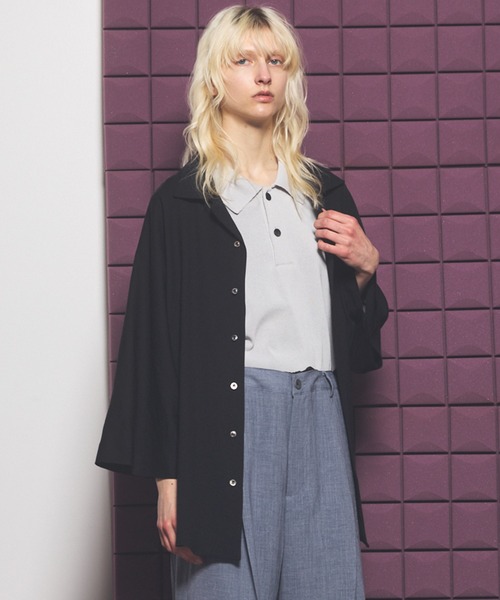 UNISEX》Drapey Georgette Prime-Over Open Collar Dolman Sleeve