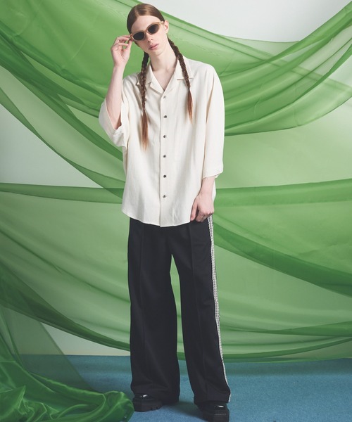 UNISEX》Drapey Georgette Prime-Over Open Collar Dolman Sleeve