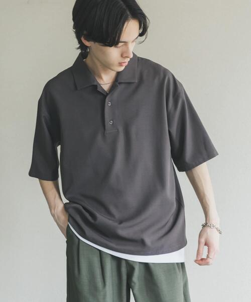 SENSE OF PLACE by URBAN RESEARCH(センスオブプレイスバイアーバンリサーチ)の「ハイツイストプルオーバーショートスリーブシャツ(シャツ/ブラウス・メンズ・チャコールグレー/ブルー/ライトベージュ・LARGE/MEDIUM)」の5枚目の写真