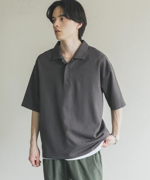SENSE OF PLACE by URBAN RESEARCH(センスオブプレイスバイアーバンリサーチ)の「ハイツイストプルオーバーショートスリーブシャツ(シャツ/ブラウス・メンズ・チャコールグレー/ブルー/ライトベージュ・LARGE/MEDIUM)」の6枚目の写真