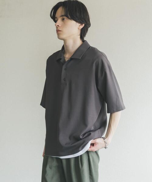 SENSE OF PLACE by URBAN RESEARCH(センスオブプレイスバイアーバンリサーチ)の「ハイツイストプルオーバーショートスリーブシャツ(シャツ/ブラウス・メンズ・チャコールグレー/ブルー/ライトベージュ・LARGE/MEDIUM)」の7枚目の写真