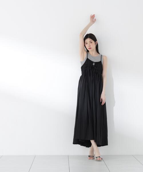 a/mie（アミー）の「【中川紅葉さん着用】＜ａ＞タックキャミワンピース / 1216149500（ワンピース・レディース・ブラック/ネイビー・MEDIUM/P/S）」の3枚目の写真