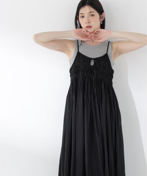 a/mie（アミー）の「【中川紅葉さん着用】＜ａ＞タックキャミワンピース / 1216149500（ワンピース・レディース・ブラック/ネイビー・MEDIUM/P/S）」の6枚目の写真