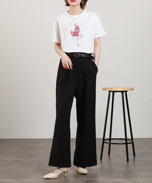 Anna Nicola(アンナニコラ)の「Anna Nicola モデルモチーフ半袖Tシャツ(Tシャツ/カットソー・レディース・サックスブルー/オフホワイト/ブラック・38)」の18枚目の写真