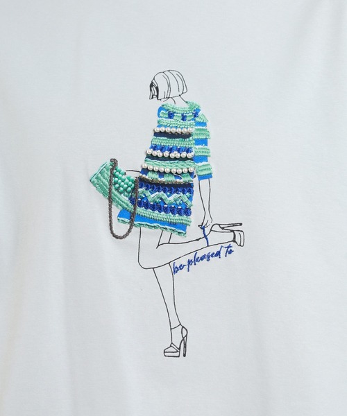 Anna Nicola(アンナニコラ)の「Anna Nicola モデルモチーフ半袖Tシャツ(Tシャツ/カットソー・レディース・サックスブルー/オフホワイト/ブラック・38)」の9枚目の写真