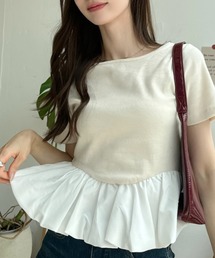 Ada.（エイダ）の「異素材切替 バイカラー ペプラム カットソー（Tシャツ/カットソー）」
