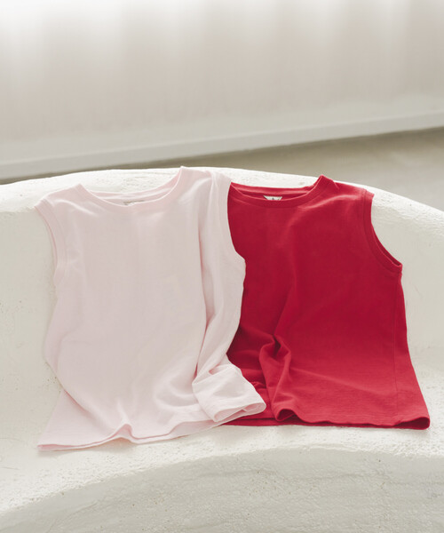 FilMelange(フィルメランジェ)の「FilMelange × Firsthand/フィルメランジェ 別注 ELENI / ノースリーブ クルーネック Tシャツ(Tシャツ/カットソー・レディース・ピンク/レッド・FREE)」の12枚目の写真