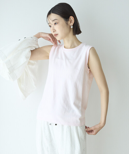FilMelange(フィルメランジェ)の「FilMelange × Firsthand/フィルメランジェ 別注 ELENI / ノースリーブ クルーネック Tシャツ(Tシャツ/カットソー・レディース・ピンク/レッド・FREE)」の17枚目の写真