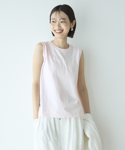 FilMelange(フィルメランジェ)の「FilMelange × Firsthand/フィルメランジェ 別注 ELENI / ノースリーブ クルーネック Tシャツ(Tシャツ/カットソー・レディース・ピンク/レッド・FREE)」の21枚目の写真