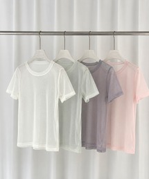 ソリッドカラー クルーネック シアー 半袖 Tシャツ