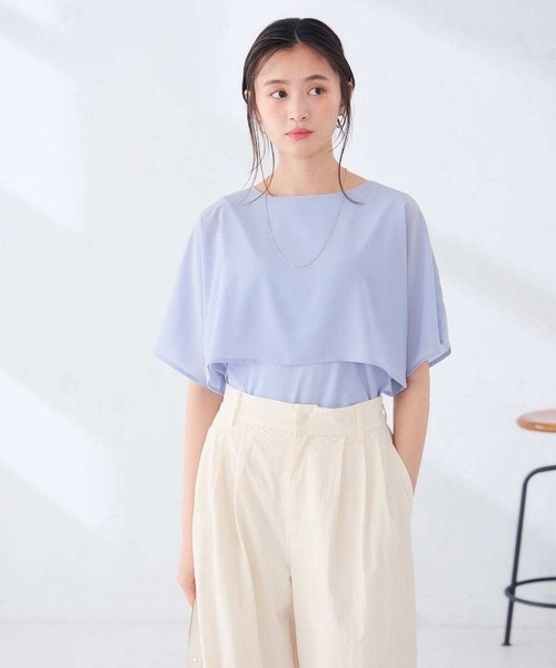 a.v.v(アーヴェヴェ)の「【UVカット/接触冷感】ケープトップス(Tシャツ/カットソー・レディース・ブラック/ブルー/ライトグレー/ダークインディゴブルー・36/38/40)」の4枚目の写真