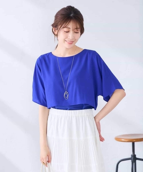 a.v.v(アーヴェヴェ)の「【UVカット/接触冷感】ケープトップス(Tシャツ/カットソー・レディース・ブラック/ブルー/ライトグレー/ダークインディゴブルー・36/38/40)」の5枚目の写真