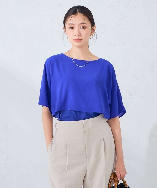 a.v.v(アーヴェヴェ)の「【UVカット/接触冷感】ケープトップス(Tシャツ/カットソー・レディース・ブラック/ブルー/ライトグレー/ダークインディゴブルー・36/38/40)」の11枚目の写真