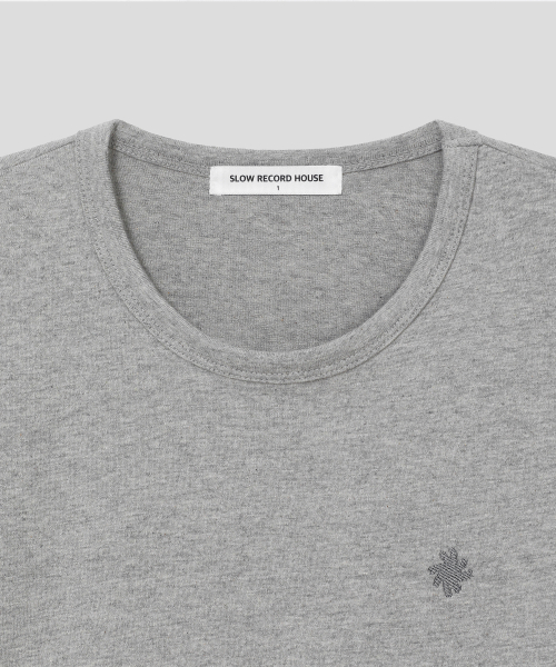 SLOW RECORD HOUSE（スローレコードハウス）の「レイヤードチェックロールアップTシャツ_グレー（Tシャツ/カットソー・レディース・ライトグレー・1/2）」の5枚目の写真