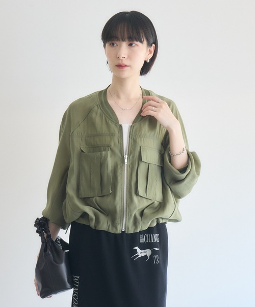 Paradise Picnic（パラダイスピクニック）の「33℃ ミリタリーポケットシアーブルゾン（ブルゾン・レディース・ホワイト/カーキ/ブラック・FREE）」の4枚目の写真