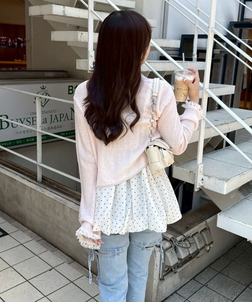 Another Branch olive des olive(アナザーブランチオリーブデオリーブ)の「日焼け対策にも◎シアーリブレース付Vカーディガン(Tシャツ/カットソー・レディース・ピンク/アイボリー/ブラック/サックスブルー/ブラウン・FREE)」の9枚目の写真