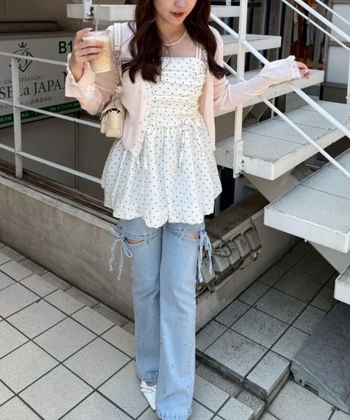 Another Branch olive des olive(アナザーブランチオリーブデオリーブ)の「日焼け対策にも◎シアーリブレース付Vカーディガン(Tシャツ/カットソー・レディース・ピンク/アイボリー/ブラック/サックスブルー/ブラウン・FREE)」の10枚目の写真