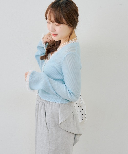 Another Branch olive des olive(アナザーブランチオリーブデオリーブ)の「日焼け対策にも◎シアーリブレース付Vカーディガン(Tシャツ/カットソー・レディース・ピンク/アイボリー/ブラック/サックスブルー/ブラウン・FREE)」の22枚目の写真