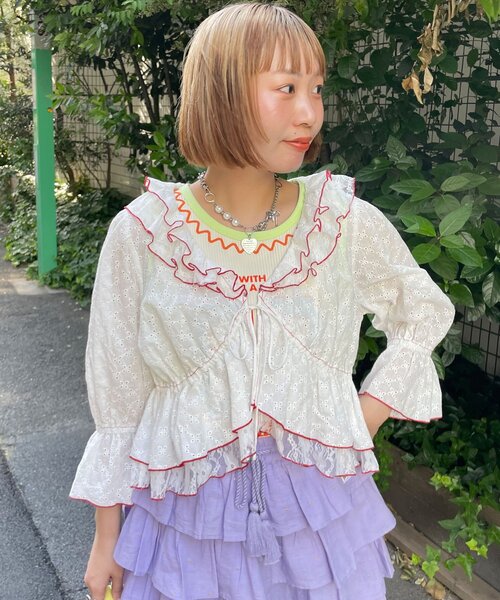 HELLO.SANFRANCISCO(ハローサンフランシスコ)の「【HELLO.SANFRANCISCO/ハローサンフランシスコ】レースボレロメロウブラウス(シャツ/ブラウス・レディース・ブラック/ブルー/ホワイト・ONE SIZE)」の13枚目の写真
