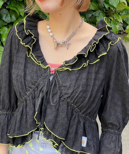 HELLO.SANFRANCISCO(ハローサンフランシスコ)の「【HELLO.SANFRANCISCO/ハローサンフランシスコ】レースボレロメロウブラウス(シャツ/ブラウス・レディース・ブラック/ブルー/ホワイト・ONE SIZE)」の21枚目の写真