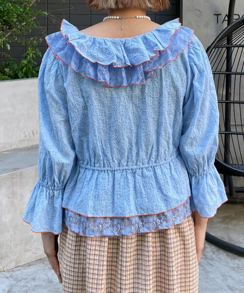 HELLO.SANFRANCISCO(ハローサンフランシスコ)の「【HELLO.SANFRANCISCO/ハローサンフランシスコ】レースボレロメロウブラウス(シャツ/ブラウス・レディース・ブラック/ブルー/ホワイト・ONE SIZE)」の9枚目の写真