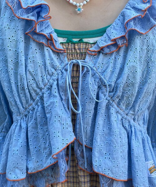 HELLO.SANFRANCISCO(ハローサンフランシスコ)の「【HELLO.SANFRANCISCO/ハローサンフランシスコ】レースボレロメロウブラウス(シャツ/ブラウス・レディース・ブラック/ブルー/ホワイト・ONE SIZE)」の10枚目の写真
