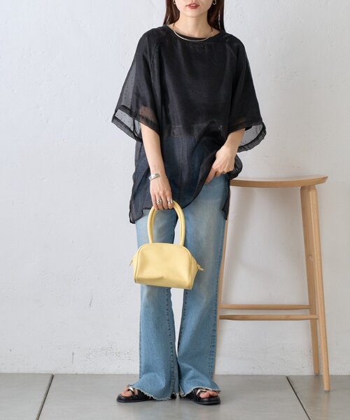 CIAOPANIC TYPY（チャオパニックティピー）の「【WEB限定】ドットオーガンジードッキングTシャツ（Tシャツ/カットソー・レディース・グレー/アイボリー/ブラック・ONE SIZE）」の13枚目の写真