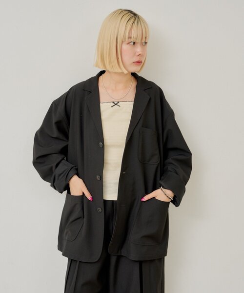 Kastane（カスタネ）の「【UNISEX/SETUP対応】3B テーラードジャケット（テーラードジャケット・レディース・グレー/ブラック・FREE）」の9枚目の写真