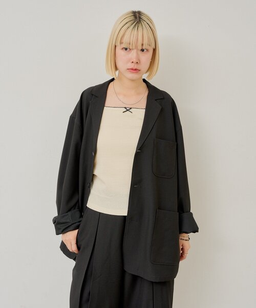 Kastane（カスタネ）の「【UNISEX/SETUP対応】3B テーラードジャケット（テーラードジャケット・レディース・グレー/ブラック・FREE）」の11枚目の写真