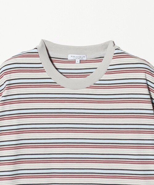 A DAY IN THE LIFE UNITED ARROWS（アデイインザライフユナイテッドアローズ）の「ラスティック ボーダー リラックスカットソー＜A DAY IN THE LIFE＞（Tシャツ/カットソー・メンズ・ライトブルー/ピンク・M/L）」の4枚目の写真