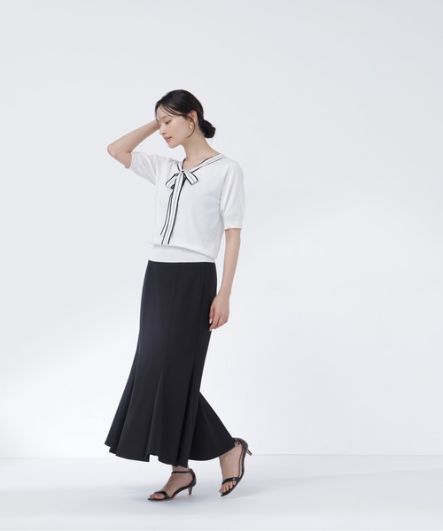 NATURAL BEAUTY BASIC(ナチュラルビューティーベーシック)の「バイカラーリボンニット(ニット/セーター・レディース・ブラック系その他2/ホワイト系その他/ネイビー系・フリ-)」の9枚目の写真