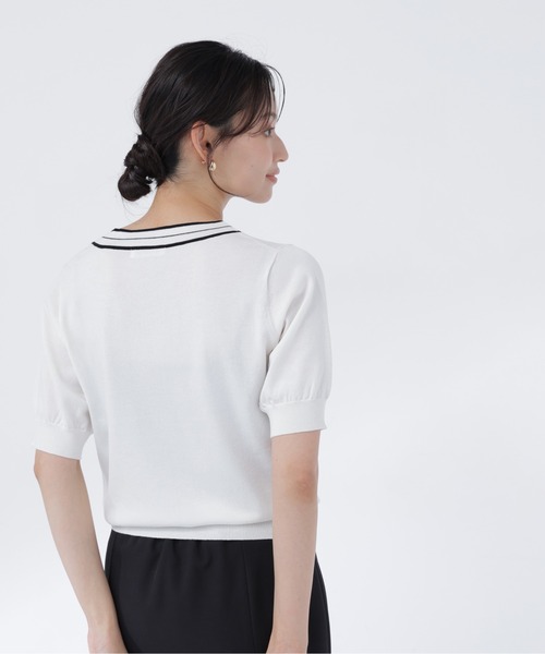 NATURAL BEAUTY BASIC(ナチュラルビューティーベーシック)の「バイカラーリボンニット(ニット/セーター・レディース・ブラック系その他2/ホワイト系その他/ネイビー系・フリ-)」の10枚目の写真