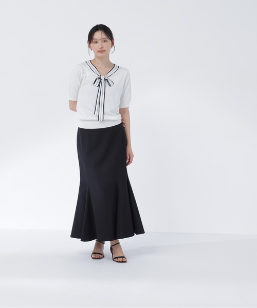 NATURAL BEAUTY BASIC(ナチュラルビューティーベーシック)の「バイカラーリボンニット(ニット/セーター・レディース・ブラック系その他2/ホワイト系その他/ネイビー系・フリ-)」の11枚目の写真