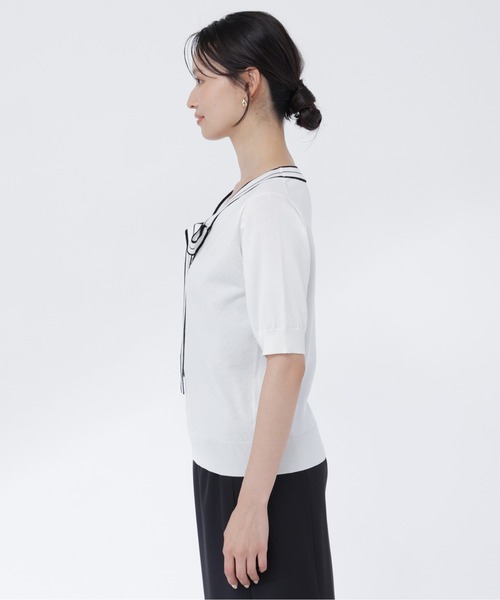 NATURAL BEAUTY BASIC(ナチュラルビューティーベーシック)の「バイカラーリボンニット(ニット/セーター・レディース・ブラック系その他2/ホワイト系その他/ネイビー系・フリ-)」の12枚目の写真