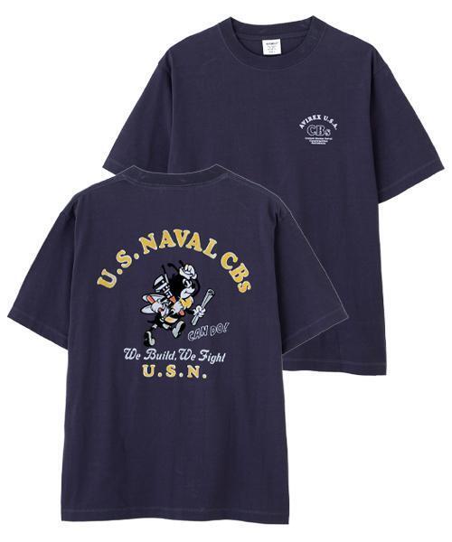 AVIREX(アヴィレックス)の「U.S. NAVAL CBs FLOCKY T-SHIRT / ユーエス ネイバル シービーズ フロッキー Tシャツ / AVIREX /アヴィレックス(Tシャツ/カットソー・メンズ・ブラック/ネイビー/ホワイト・XX-LARGE/X-LARGE/LARGE/MEDIUM)」の3枚目の写真