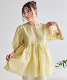BIRTHDAY BASH（バースデイバッシュ）の「SHEER CHECK PEPLUM TOPS（シアーチェックぺプラムトップス）（シャツ/ブラウス）」
